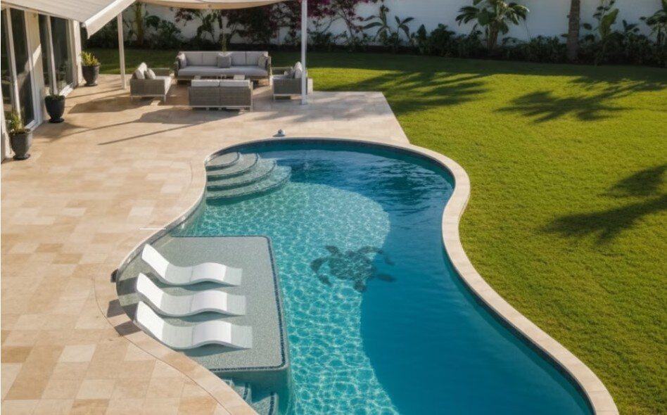 Piscina Laguna Natural en forma de riñón con sundeck